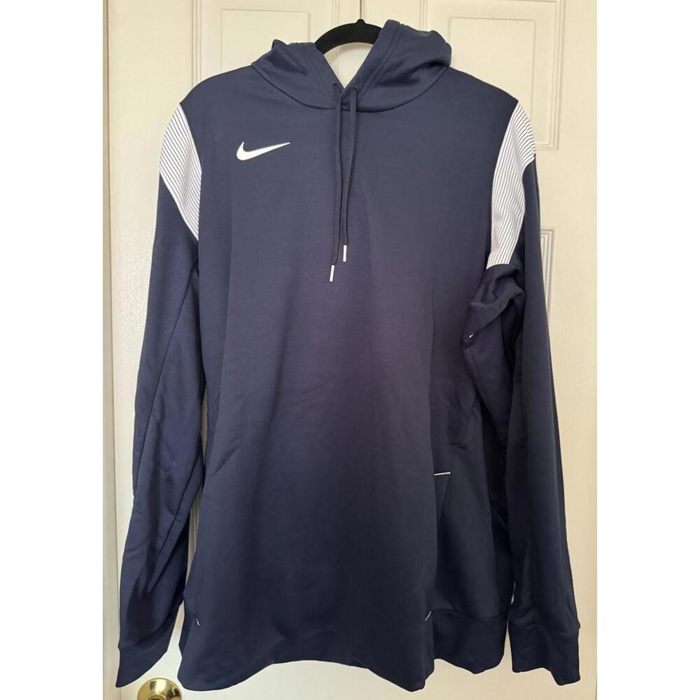 Nike Football Men’s XL Therma-FIT Fleece Pullover Hoodie Navy/White DJ5130-422